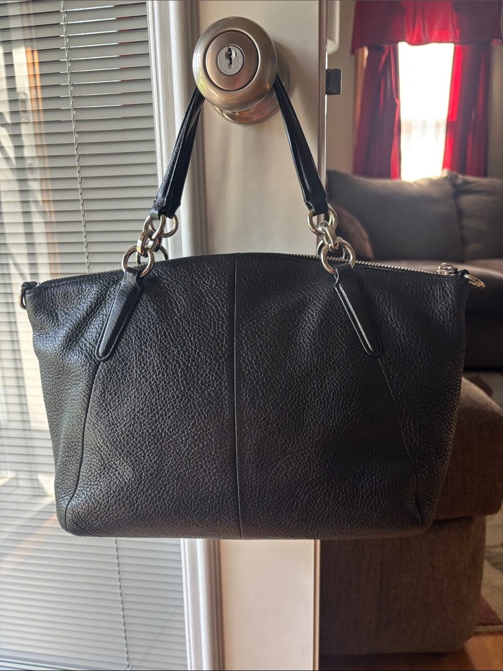 Coach Kelsey Black Pebbled Leather Satchel - Picture 3 of 7